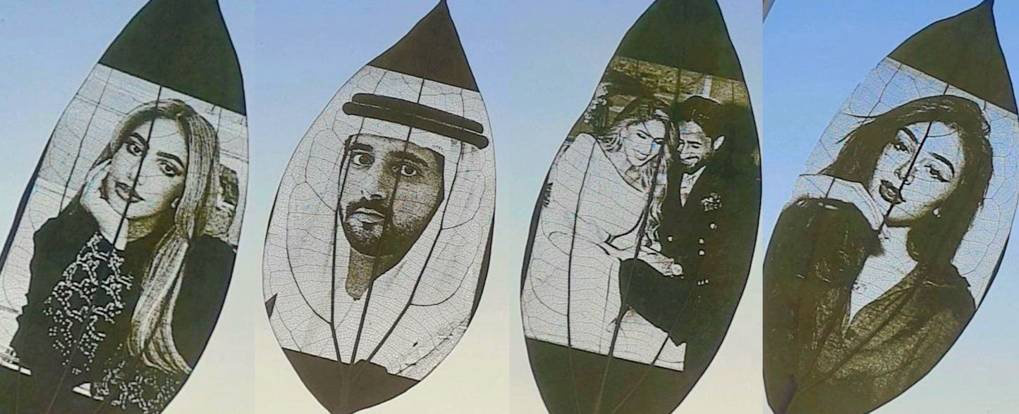 Natural leaf with custom photo engraving for gift - Adora Feels UAE