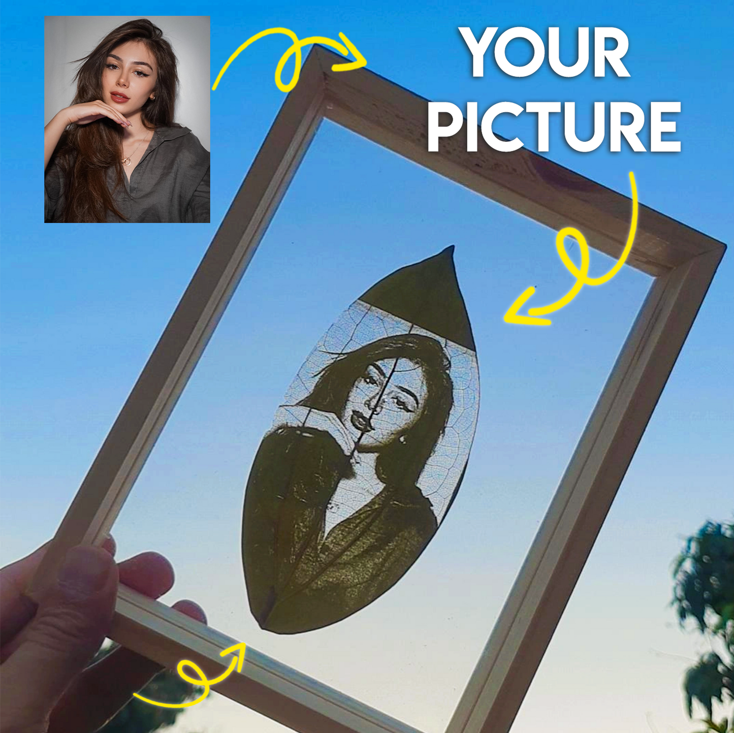 Personalized celebrity photo engraved leaf frame gift - Adorafeels