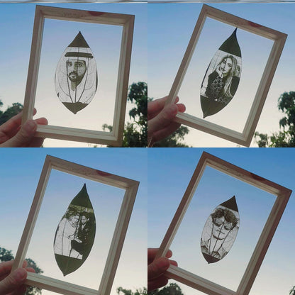 Personalized celebrity photo engraved leaf frame gift - Adorafeels